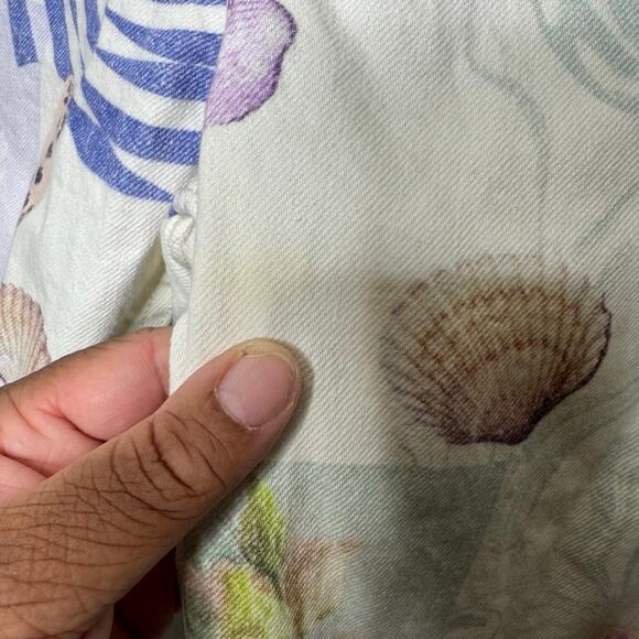 ZARA Women’s Printed Skinny Jeans Pants Size 2 Pastel Seashell Abstract Boho - Picture 7 of 9